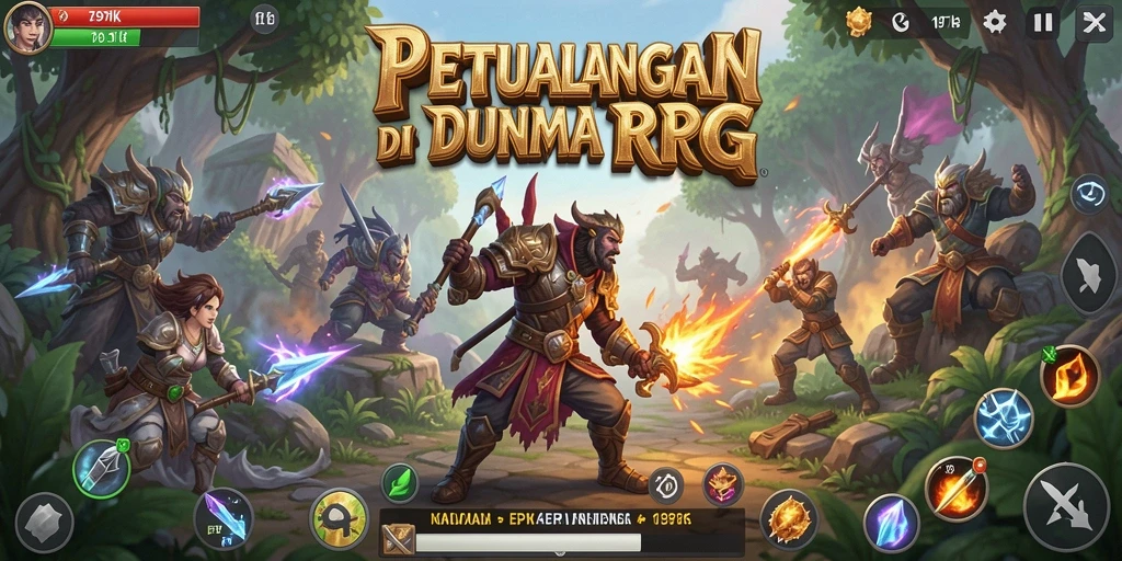 Screenshot gameplay 797K menunjukkan aksi seru dalam pertarungan RPG.
