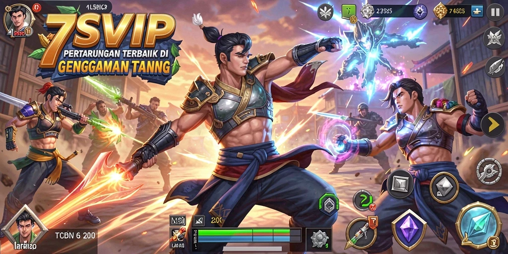 Gameplay 7SVIP yang seru dan penuh aksi pertarungan.
