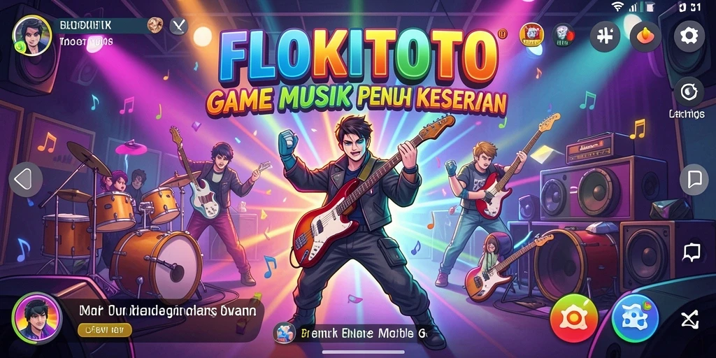 Screenshot gameplay FLOKITOTO yang menampilkan interaksi langsung dengan musik.