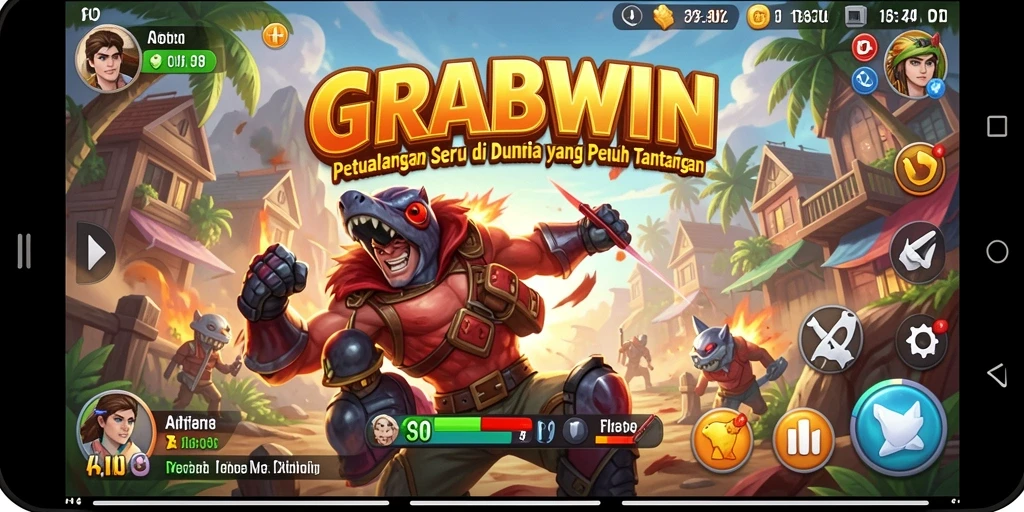 Screenshot gameplay GRABWIN yang menunjukkan petualangan seru di dunia yang luas.