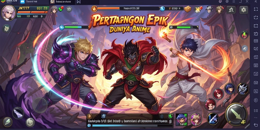 Tampilan gameplay JNT777 yang penuh aksi dan karakter anime favorit.