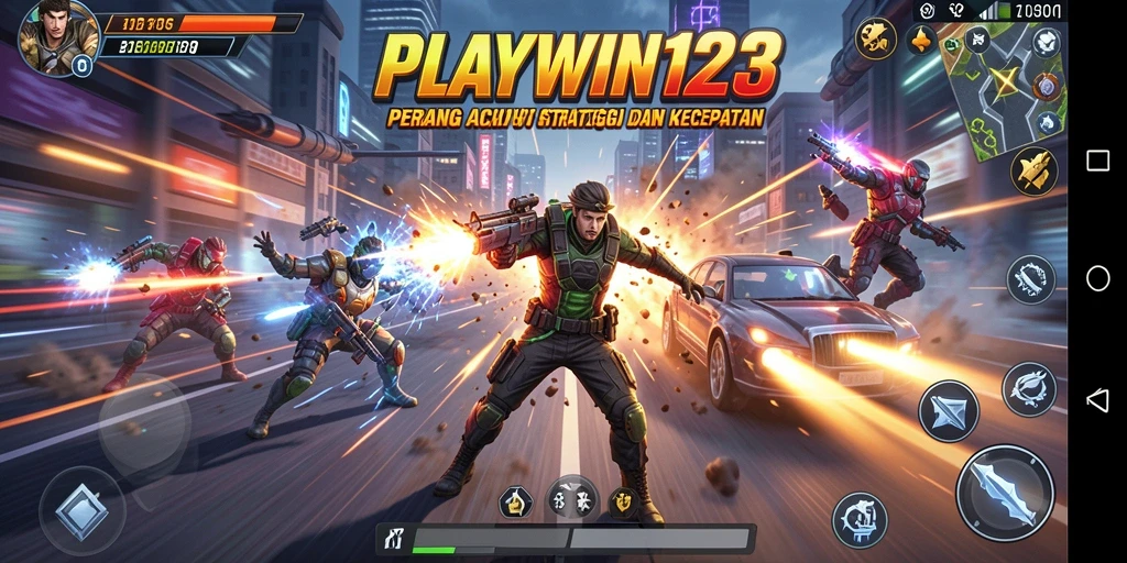 Tampilan aksi intens di gameplay PLAYWIN123 yang menegangkan.