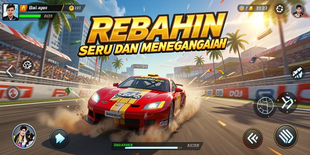 Tangkapan layar menampilkan aksi balap mendebarkan di REBAHIN.