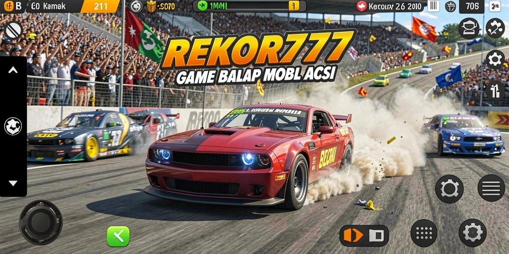Gameplay mendebarkan dalam balap mobil di REKOR777.
