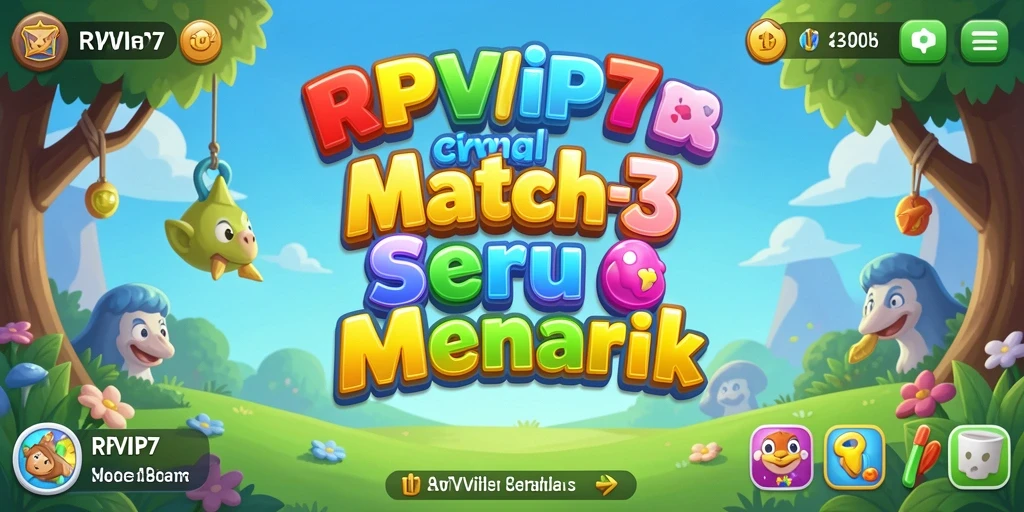 Gameplay seru RPVIP7 dengan pencocokan item berwarna-warni.