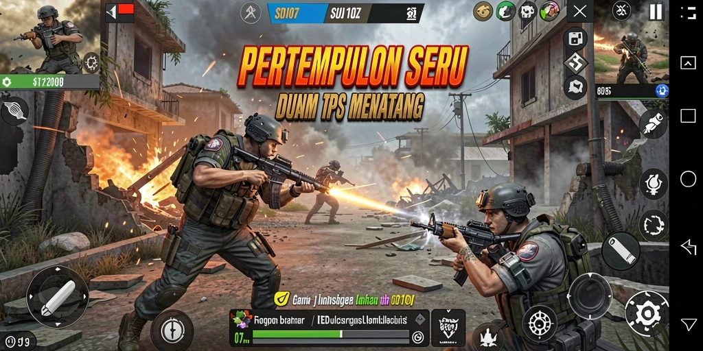 Tampilan gameplay yang mendebarkan dalam pertempuran TPS.