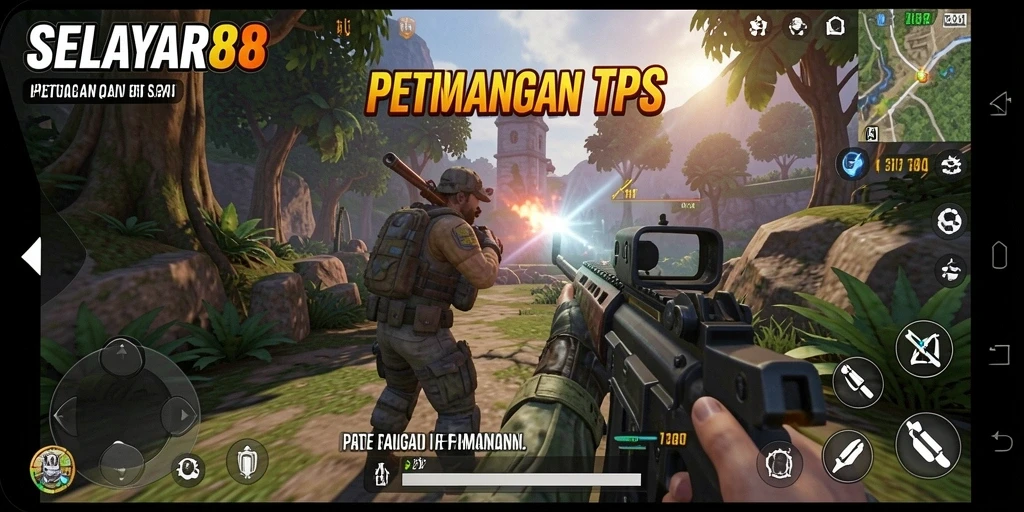Screenshot utama memperlihatkan aksi seru dalam gameplay TPS.