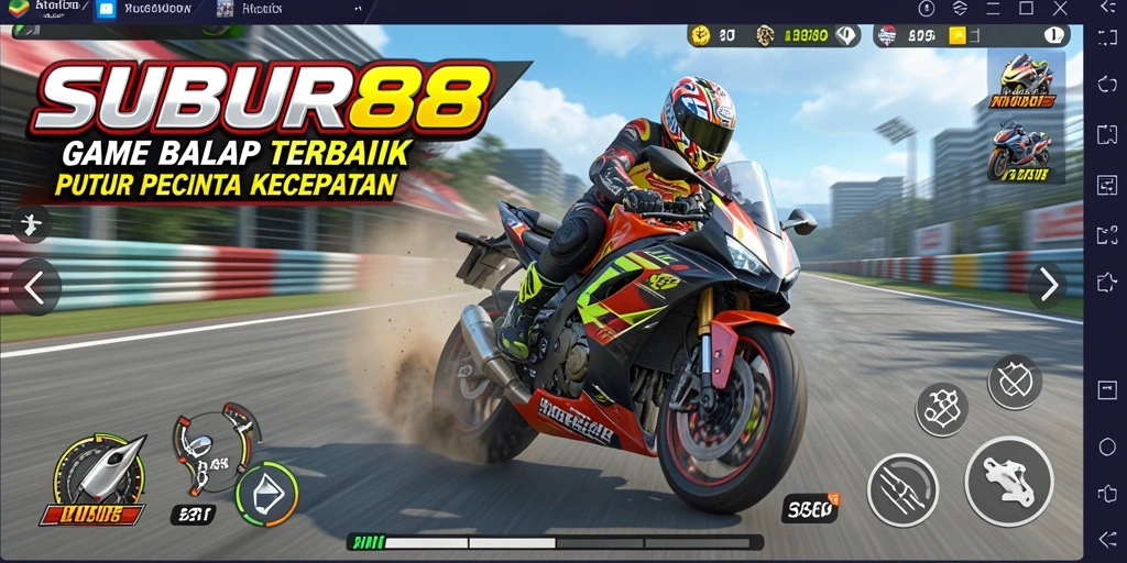 Tangkapan layar SUBUR88 menampilkan aksi balap motor yang mendebarkan.